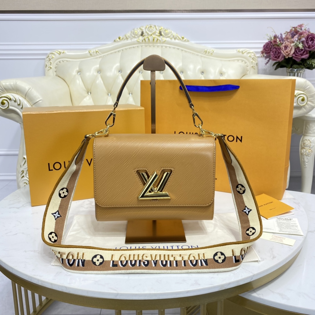 Louis Vuitton TWIST MM Handbag Epi Leather M57506 Gold Honey